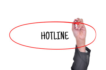 Hand writing a word on white background