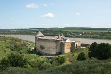 Fototapeta premium Khotyn fortress X - XVIII centuries, located on the high bank of the Dniester, Khotyn, Ukraine, One of the seven wonders of Ukraine