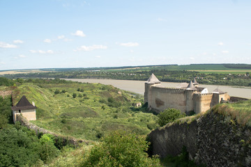 Fototapeta premium Khotyn fortress X - XVIII centuries, located on the high bank of the Dniester, Khotyn, Ukraine, One of the seven wonders of Ukraine