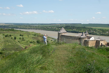 Khotyn fortress X - XVIII centuries, located on the high bank of the Dniester, Khotyn, Ukraine, One...