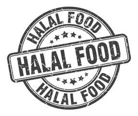 halal food stamp. halal food round grunge sign. halal food