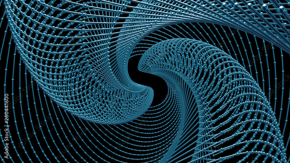Poster ..3d abstract background with atom array structure. repetitive lattice structure...