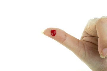 Bleeding red blood from the cut finger wound