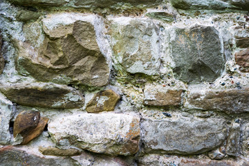 texture of masonry, a fragment of a stone wall of an ancient temple of the 10th century, background, backdrop