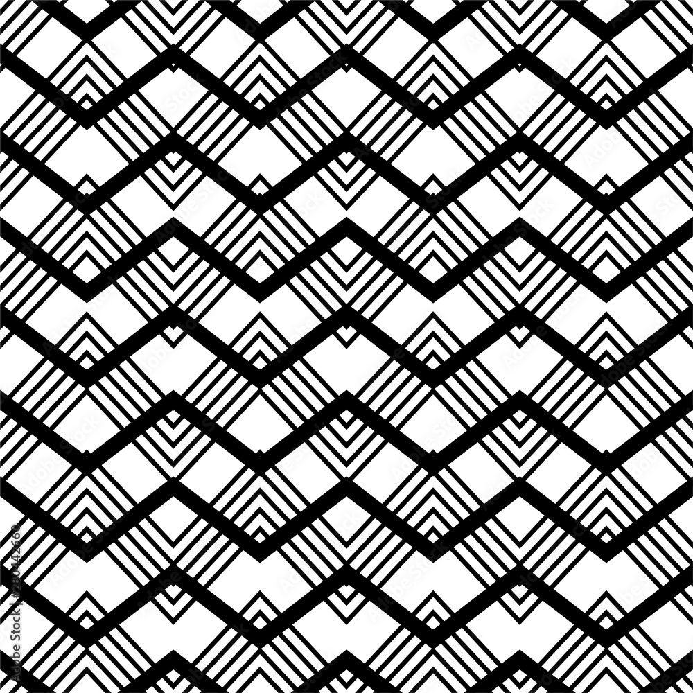 Aufkleber black and white zigzag chevron pattern, seamless zig zag line texture abstract geometry background t