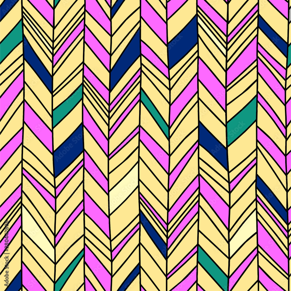 Poster herringbone pattern with scandinavian artistic colorful background seamless abstract geometric desig