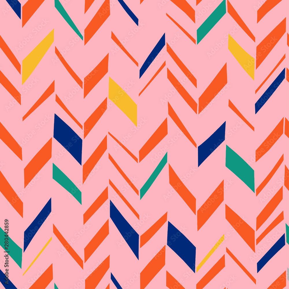 Poster herringbone pattern with scandinavian artistic colorful background seamless abstract geometric desig