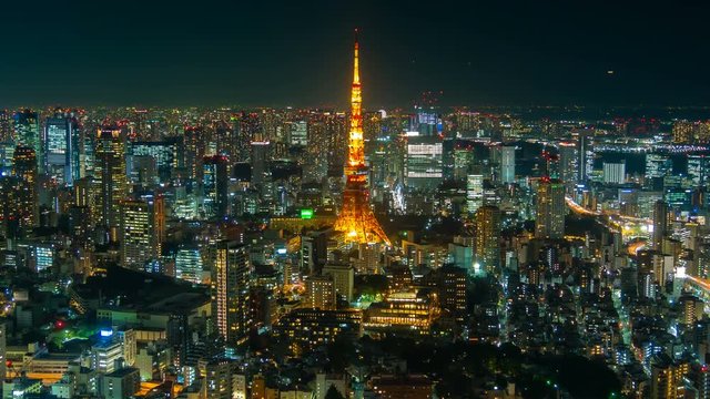 4k Time lapse view of Tokyo city at twilight, Japan