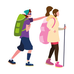couple with backpack hiking wanderlust