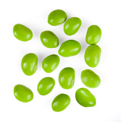 top view soy beans on white background