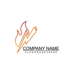 Lightning and flame - vector logo template concept illustration. Fire sign. Symbol of fire and electric energy
