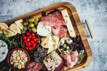 Charcuterie Board with Cheese and Olives
