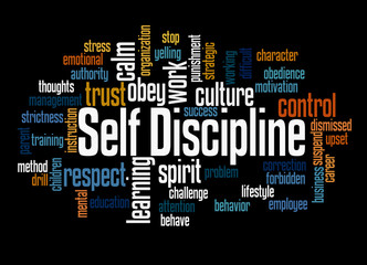 Self discipline word cloud concept 4