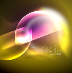 Blurred neon glowing round shapes, abstract circles and lights