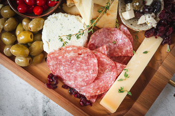Charcuterie Board with Cheese and Olives