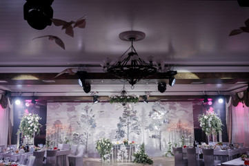 decoration of the banquet hall on the wedding day