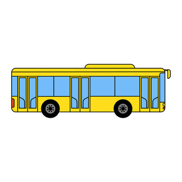 Yellow city bus. Modern public transportation concept.