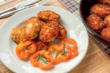 Fried Homemade Cutlets and Sweet Paprika