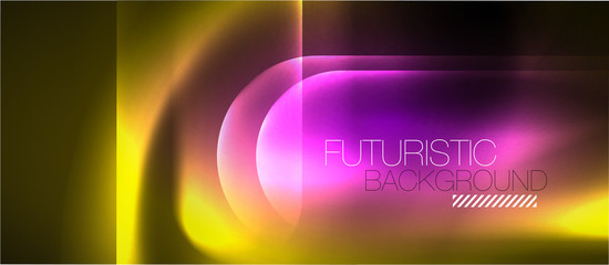 Neon glowing techno lines, blue hi-tech futuristic abstract background template