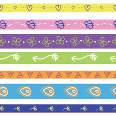 Girl Wild Multi-color Vector Seamless pattern
