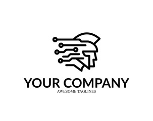 Tech Security Sparta Logo Design Template Flat Style Vector Illustration	