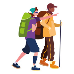 men with backpack hiking wanderlust