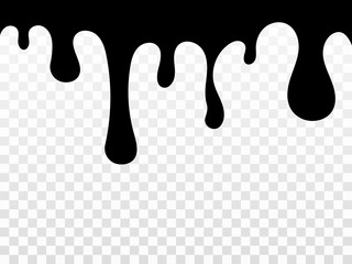 The paint is dripping. Vector illustration on transparent background. black paint is editable.
