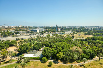Fototapeta na wymiar Panorama of Tel Aviv overlooking the Northern Tel Aviv Areas and the amusement park