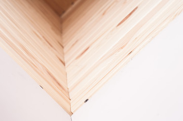 Interior with a combination of wooden clapboard pine