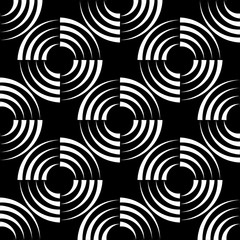 Vector seamless texture. Modern geometric background. Monochrome repeating pattern with circles.