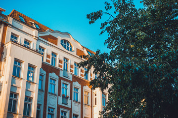 apartment house at berlin, prenzlauer berg in the summer
