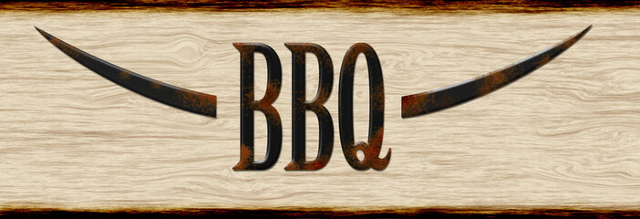 BBQ wooden sign with rusty font