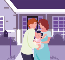 couple and baby family design