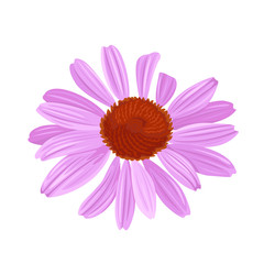 Echinacea isolated on white background. Medicinal flower icon. Vector illustration of a healing herb in cartoon flat simple style.