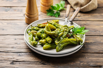 Cooked green sweet italian pepper