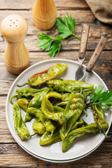 Cooked green sweet italian pepper