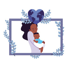 mom carrying his baby in his arms