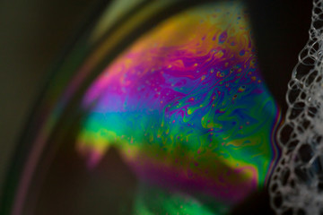 close-up photo of soap bubble texture. beautiful abstract multicolored stains. rainbow colors