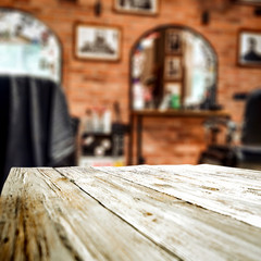 Wooden table background and restaurant interior view. Empty  space for your decoration and advertising products.