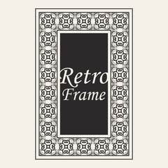 Vintage ornate border frame with ornamental elements, calligraphy swirls and ornament. Can be used for retro invitations and royal certificates.