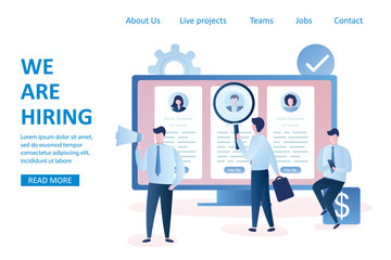 businessmen hiring,recruiting  landing page web template