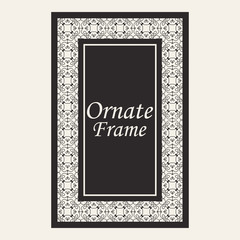 Vintage ornate border frame with ornamental elements, calligraphy swirls and ornament. Can be used for retro invitations and royal certificates.