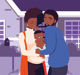 couple and baby family design