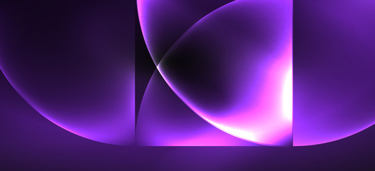 Neon glowing techno lines, hi-tech futuristic abstract background. Template with abstract shapes in dark space