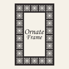 Vintage ornate border frame with ornamental elements, calligraphy swirls and ornament. Can be used for retro invitations and royal certificates.