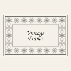 Vintage ornate border frame with ornamental elements, calligraphy swirls and ornament. Can be used for retro invitations and royal certificates.