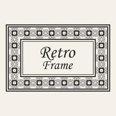 Vintage ornate border frame with ornamental elements, calligraphy swirls and ornament. Can be used for retro invitations and royal certificates.