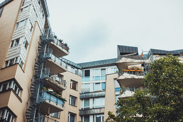 Fototapeta premium apartment building on a grey day at berlin, germany