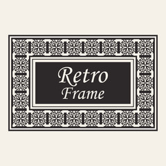 Vintage ornate border frame with ornamental elements, calligraphy swirls and ornament. Can be used for retro invitations and royal certificates.