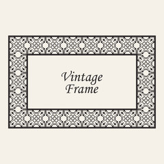Obraz premium Vintage ornate border frame with ornamental elements, calligraphy swirls and ornament. Can be used for retro invitations and royal certificates.